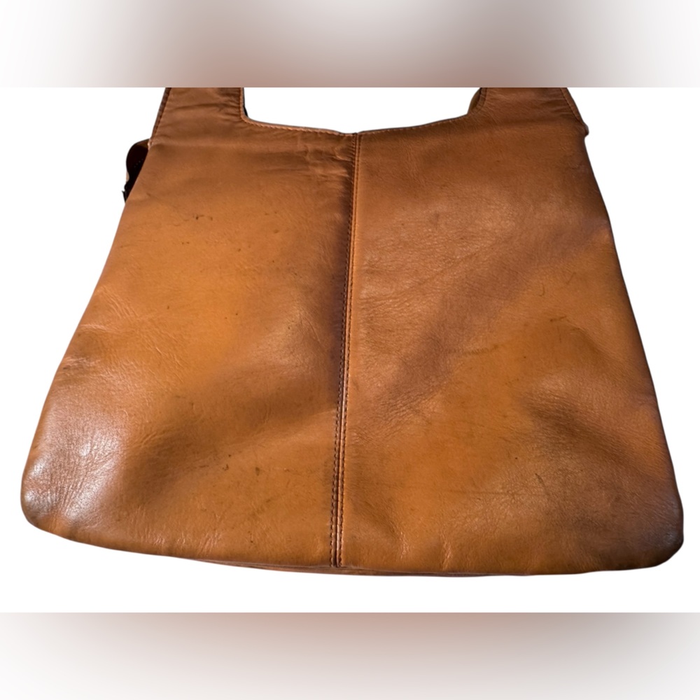 Vintage Supple Tan Retro 1970s Leather BOHO Shoulder Bag Purse NICE - Picture 6 of 16